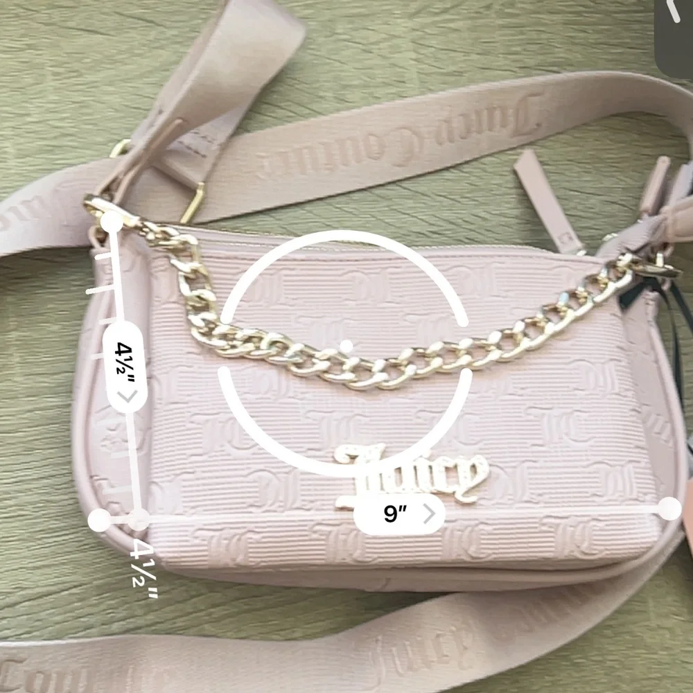 NWT Juicy Couture Pink 2 in 1 Crossbody Bag with Gold Chain - Picture 9 of 11